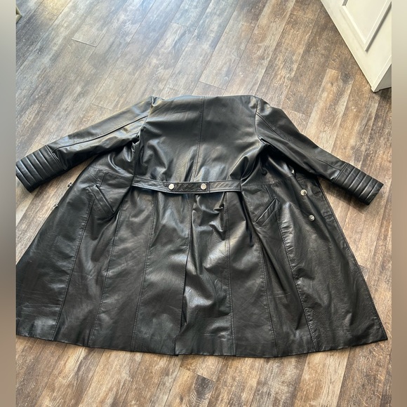 Black Leather Trench Jacket - Picture 9 of 9
